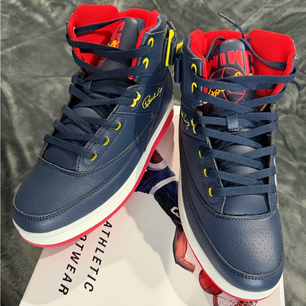 Patrick Ewing Navy and Red High-Top Sneakers Size 9M - Picture 3 of 5